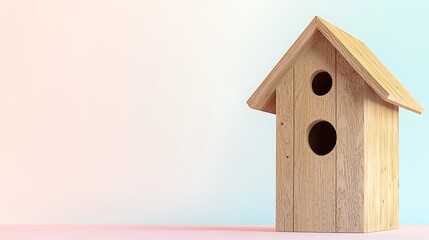 Charming Wooden Birdhouse Natural Wood Exterior Two Entry Holes Springtime Home Decor