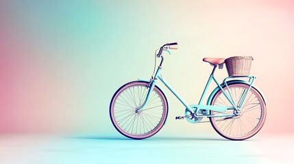 Fototapeta premium Pastel Blue Vintage Bicycle with Basket Summer Ride Retro Style