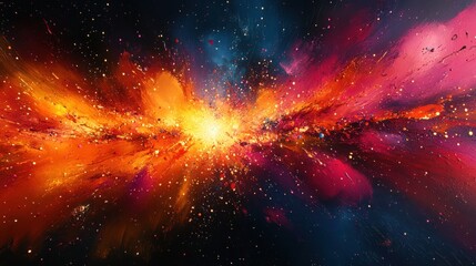 Naklejka premium Dynamic Comic Book Explosion with Radial Symmetry and Bold Colors for Action Effects