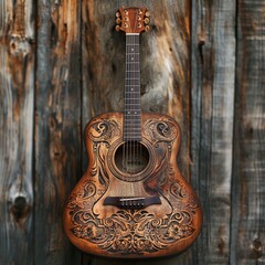guitar on wooden background
