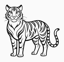Javan tiger line out vector on white background