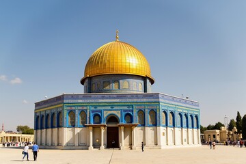 Obraz premium Magnificent Dome of the Rock in Jerusalem: A Symbol of Faith and Heritage, Perfect for Posters and Wall Art.