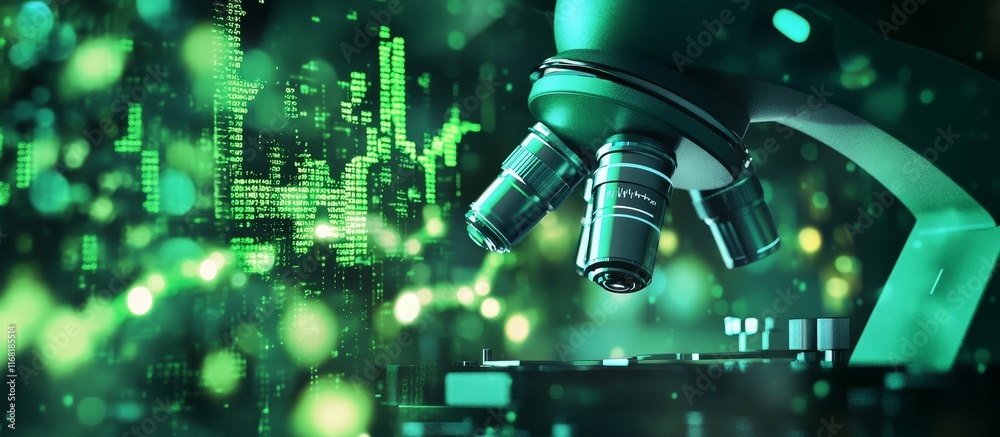 Poster microscopic view of scientific data analysis.