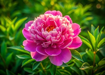 Aerial View of a Single Blooming Peony Flower in Isolation - Drone Photography