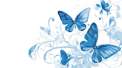 Elegant Blue Butterfly on a White Background: A Symbol of Serenity and Beauty for Art and Design