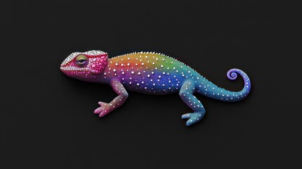 Naklejka premium Vibrant rainbow chameleon display exotic habitat animal photography colorful environment macro view nature concept