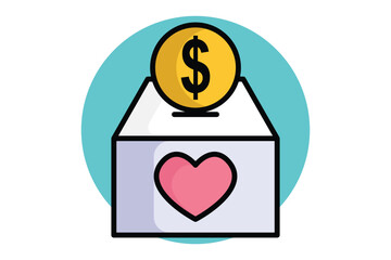 Donate box icon. colored outline icon style. icon related to charity. donation elements vector illustration