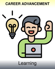 Career advancement icon colored with black outline
