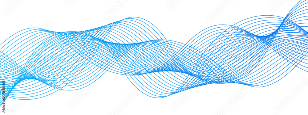 Fototapete Abstract Blue Gradient Wavy Lines with Dynamic Flowing Design. Modern Minimalist Background for Creative Projects and Digital Art. Modern stream wave background and wave curve lines