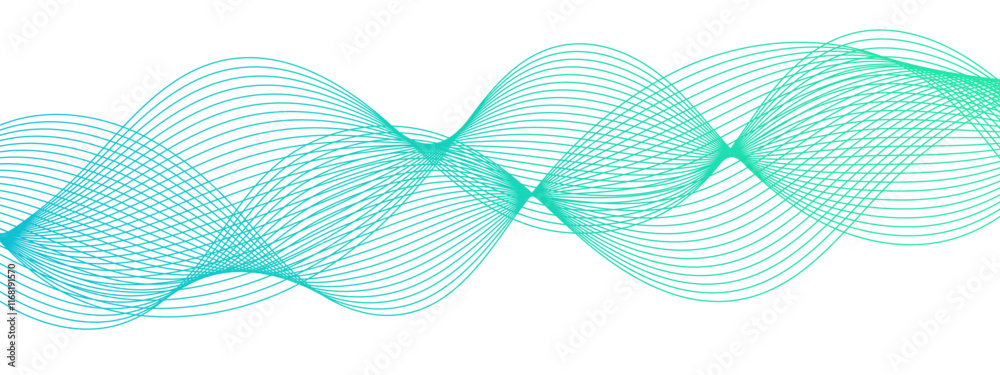Poster Abstract Blue Gradient Wavy Lines with Dynamic Flowing Design. Modern Minimalist Background for Creative Projects and Digital Art. Modern stream wave background and wave curve lines