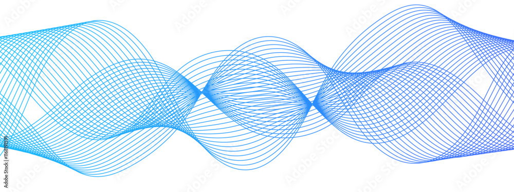 Poster Abstract Blue Gradient Wavy Lines with Dynamic Flowing Design. Modern Minimalist Background for Creative Projects and Digital Art. Modern stream wave background and wave curve lines