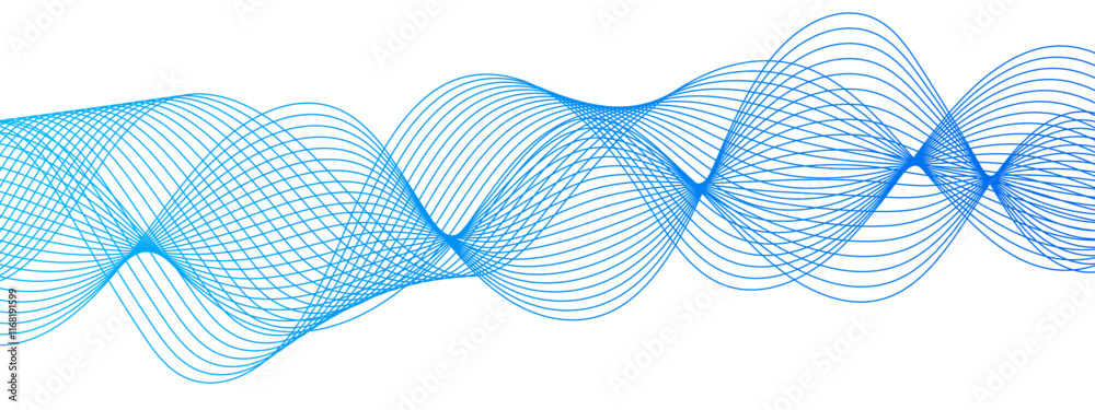 Leinwandbilder Abstract Blue Gradient Wavy Lines with Dynamic Flowing Design. Modern Minimalist Background for Creative Projects and Digital Art. Modern stream wave background and wave curve lines