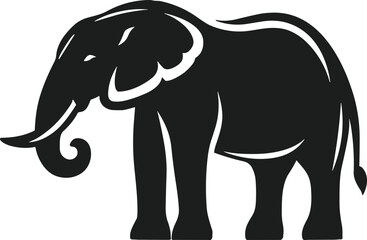 Elegant Black Elephant Silhouette Vector Illustration