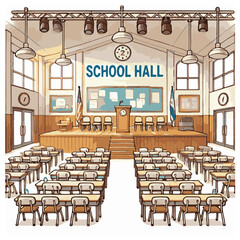 School hall illustration