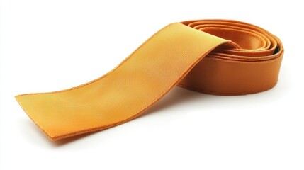 Obraz premium Rolled Orange Fabric Ribbon Isolated On White Background