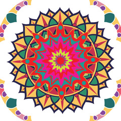 Mandala art design also called rangoli, decorative elements on white background