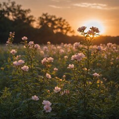 Fototapeta premium Leonardo_Kino_XL_Morning_Blossom_Glow_Flowers_blooming_under, 