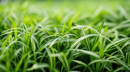 Obraz premium Lush Green Grass with Dewdrops in a Sunlit Field Capturing Nature's Beauty