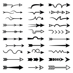 A set of Hand drawn arrow direction doodle with white background
