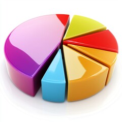 Obraz premium Colorful and Vibrant Pie Chart with Bright Segments Representing Data Visualization Concepts in Modern Design