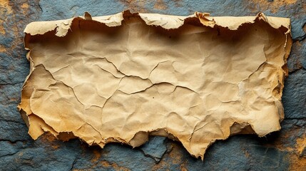 Aged Crumpled Parchment on Rustic Background
