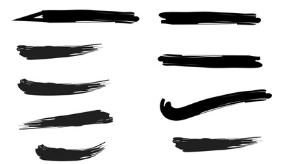 Hand drawn grunge straight and wavy brush strokes collection. Thick texture lines and bold brush strokes. Set of grunge brush paint, ink brush strokes. Vector illustration