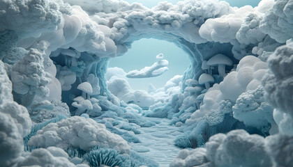 3D Abstract Background: Whimsical Ice Cave