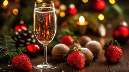 Festive Celebration with Bubbly and Treats