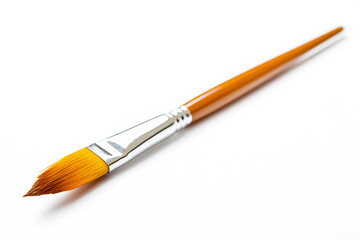Fototapeta premium Art paint brush on color light brown on white background with light and shadow. Paintbrushes is tool for painting and coloring. Artists, drawing watercolor on walls is beautiful. copy space for text.