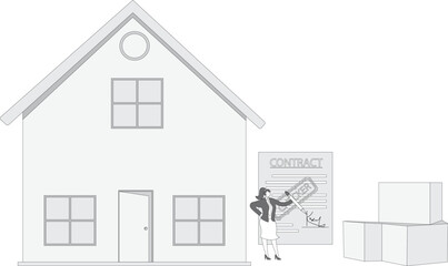 Product Distribution Franchising, checking stock of goods from franchise businesses, businesswoman stands next to a franchise shop while checking the availability of raw goods