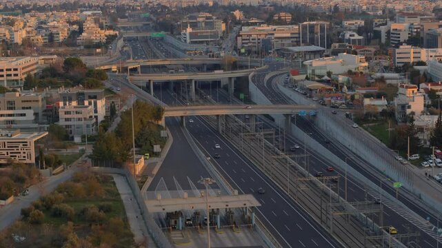 Highway with traffic in Marousi, Athens, Greece - Attica Road