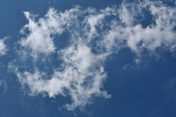 Clear Blue Sky with White Cloud Formations on a Sunny Day