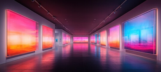 Futuristic Abstract Business Convention Neon Exhibition Showcase Display Technology