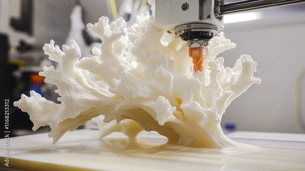 Leinwandbilder a 3d printer creating a coral-like structure from a white material.