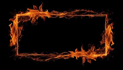 Fiery Frame: Blazing Flames Adorn Isolated Darkness