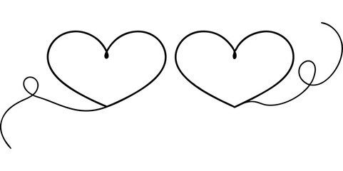 Continuous Line Art Love Design with Hearts - Minimalistic Illustration.