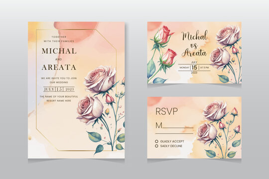 Hand drawn floral wedding stationery template. Abstract background save the date, invitation, greeting card, multi-purpose vector