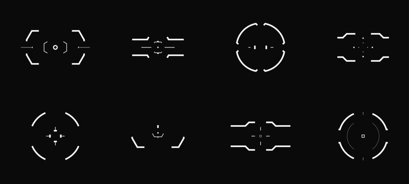 Futuristic Cyberpunk Targets and Crosshairs Vector Pack.