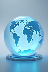 "3D Globe Illustration Showing Continents and Global Communication"