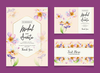 Luxury wedding invitation set with Wedding invite, invitation, rsvp, save the date card design. Watercolor template set