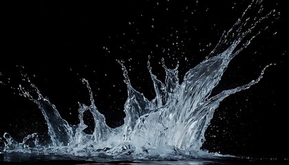 Black Background with a Powerful Burst of Water