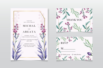 Fototapeta premium wedding invitation with delicate floral frame. Wedding invite, invitation, rsvp, save the date card design with greeting card, multi-purpose vector