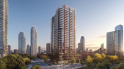 Fototapeta premium Modern Urban High-Rise Building with Scenic View