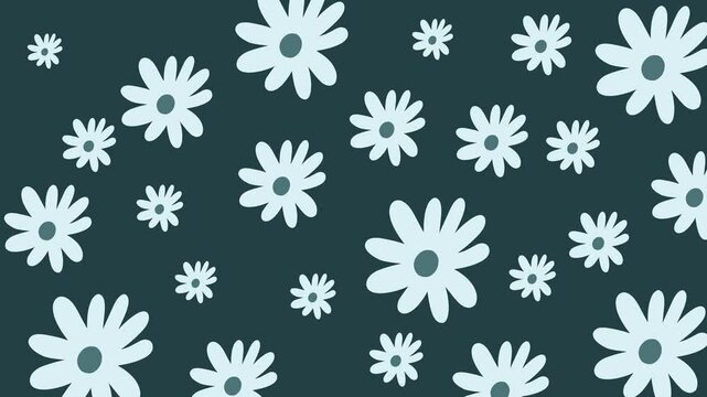 Animated flowers seamless pattern in a seamless loop.