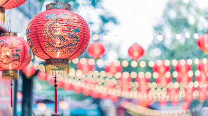 Oriental Lanterns - Chinese Lanterns. Scene. Blank template. Design illustration. Space for copy. Conceptual. Background. Elegant. Marketing.	