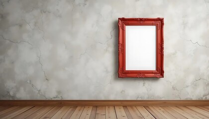 Framing the Past: Red Picture Frame on a Textured Wall