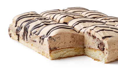 Delicious layered dessert with cream and chocolate drizzle garnishing, perfect for any celebration or gathering