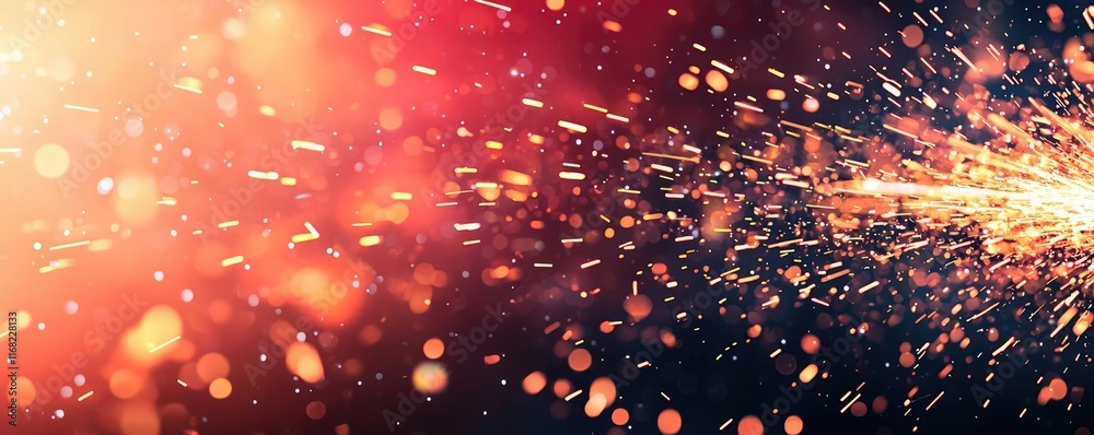 Poster Burst abstract background concept. Dynamic spark motion captured in vibrant colors against a dark background.