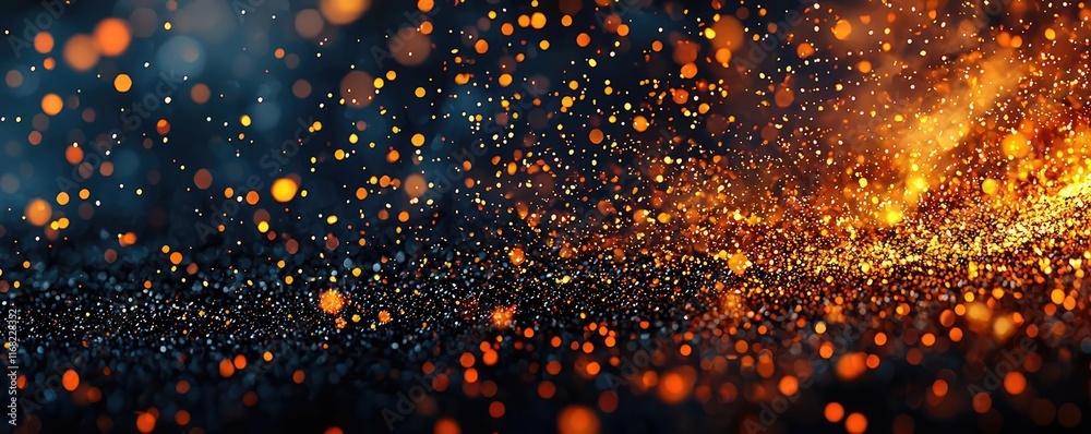 Poster Burst abstract background concept. A stunning visual of shimmering particles against a dark background, evoking mystery.