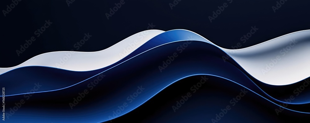 Poster Galaxy abstract background concept. Dynamic waves in blue and white evoke a sense of fluidity and motion in design.